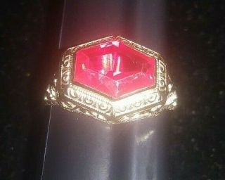 Ladies Antique 14k White Gold Ring With Ruby,  Filigree Setting