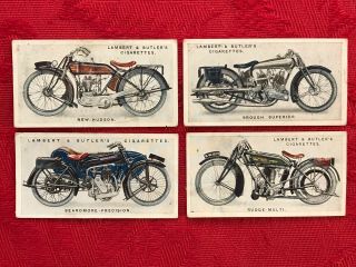 1923 Lambert & Butler 4 Card Subset - Motorcycles - Tobacco Cards - Very Scarce - Ex,