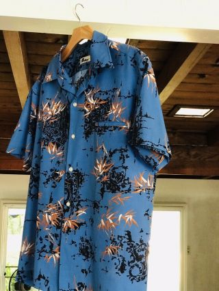 Vintage 70’s Hawaiian Shirt Size Medium Pacifica Poly Print
