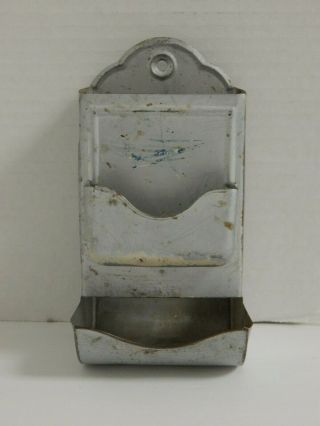 Vintage Metal Tin Wall Mount Match Safe / Holder