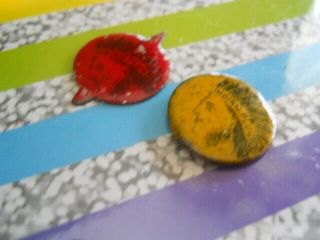Tin Tobacco Tags Indian Plug Tobacco One Yellow,  One Red
