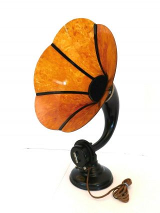 Vintage Old Burns Translucent Marbled Pyralin Bell Antique Radio Horn Speaker