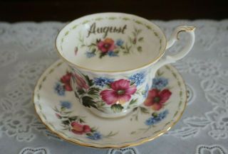 Vintage Royal Albert Flower Of The Month August Poppy Teacup & Saucer,  England