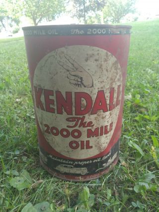 Vintage Kendall The 2000 Mile Oil Collector Can 5 Quarts Motor Can