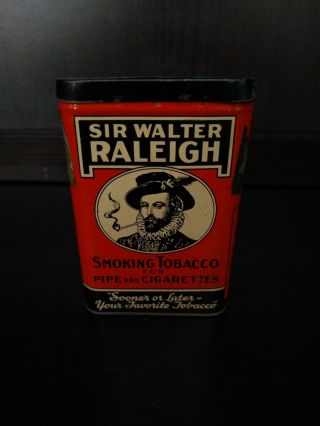 Vintage Tobacco Tin/sir Walter Raleigh/smoking Tobacco For Pipe And Cigarettes