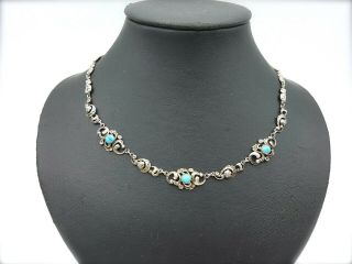 Antique Victorian Persian Turquoise Bead Gold Gilt Sterling Silver Necklace