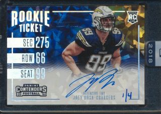 2016 Contenders 2018 Honors Joey Bosa Cracked Ice Rc Ticket Auto D 1/4