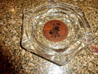 Vintage Cigar Thick Clear Glass Ashtray Hexagon San Diego 200th Anniversary 7 "