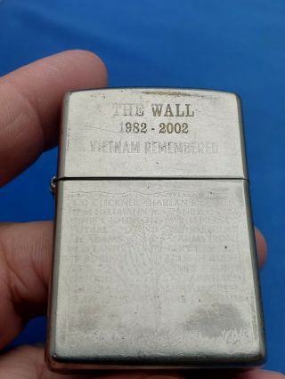 The Wall 1982 - 2002 Vietnam Not Forgotten Zippo Lighter
