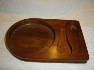 Vintage Antique 2 Pipe Tobacco Holder Solid Wood Stand With Place For Humidor