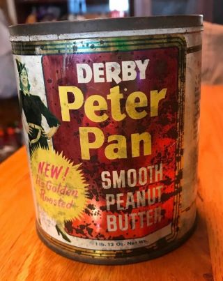 Vintage Derby Peter Pan Peanut Butter Tin Can No Lid