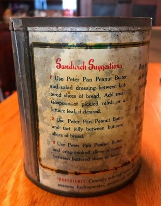 Vintage Derby Peter Pan Peanut Butter Tin Can no Lid 3