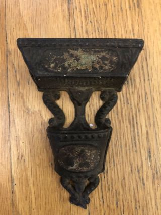 Vintage Cast Iron Match Holder Wall Mounted Triangle With Round Pot Bottom