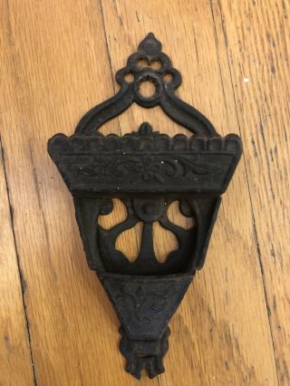 Vintage Cast Iron Match Holder Wall Mounted Triangle
