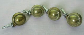 Set of 4 Vintage SHEPHERD Brass Casters Wheels Balls Rollers 2