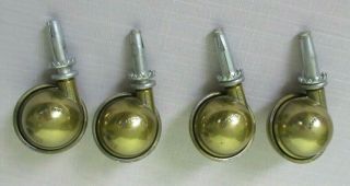Set of 4 Vintage SHEPHERD Brass Casters Wheels Balls Rollers 3
