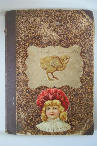 Antique Large Victorian 52 Page Scrapbook Album