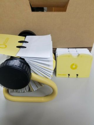 Vintage Rolodex Rotary Index Card File Yellow With Extra Replacement Cards
