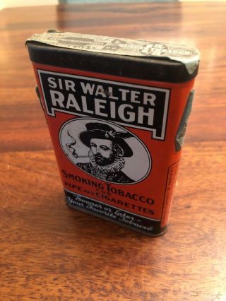 Sir Walter Raleigh Pocket Tobacco Tin Old Stamp