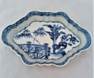 Antique Chinese Porcelain Blue And White Painted Spoon Tray Qianlong Qing C 1750