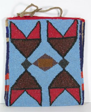 1890s Native American Plateau / Nez Perce Indian Beaded & Quilled Hide Flat Bag