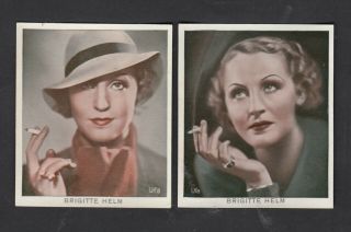 2 Brigitte Helm Film Star,  Vintage 1930s German Cigarette Cards