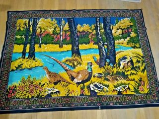 Vintage Pheasant Forest Wall Tapestry Made In Turkey
