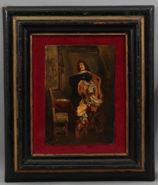 19thc Antique Johann A B Stroebel Dutch Cavalier Genre Portrait Oil Painting Nr