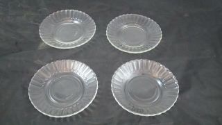 Set Of 4 Vintage Fortecrisa Clear Glass Fluted Salad/dessert Plate Mexico 5 1/4 "