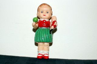 Vintage 1950 Hard Plastic Doll.  Empire Made - Girl W/ Baby,  Sleepy Blue Eyes 5 "