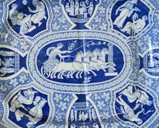 Antique Pottery Pearlware Blue Transfer Spode Greek Pattern 21 