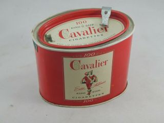 Vintage Cavalier 100 King Size Cigarette Metal Tobacco Tin W/ Minn.  Tax Stamp
