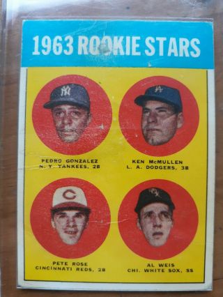1963 Topps Pete Rose Cincinnati Reds 537 Baseball Card.  Rookie
