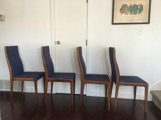 Danish Mid Century Modern Rosewood High Back Dining Chairs.  Set Of Four