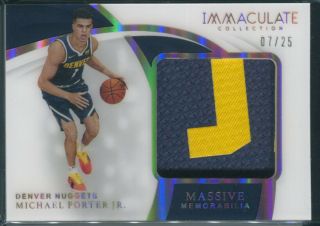 2018 - 19 Michael Porter Jr.  Panini Immaculate Massive Rookie Patch Rc (7/25)