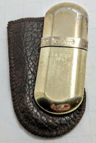 Vintage MARLBORO Brass Pocket Lighter No.  6 with Case 3