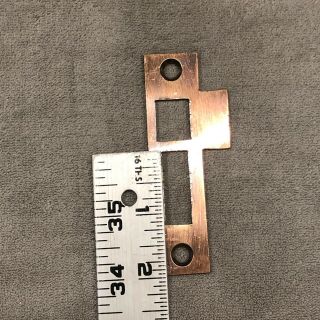 (1) Vintage 3 - 1/2” Solid Brass Door Mortise Lock Strike Plate Keeper Hardware 3