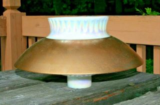 Rare Antique Luster Torchiere Glass Lamp Shade 2 3/4 " Fitter With Tin Shade
