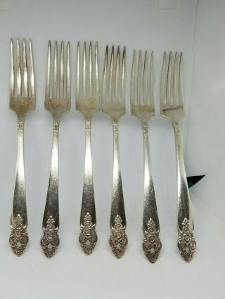 6 Vintage Oneida Prestige Distinction Silverplate Dinner Forks