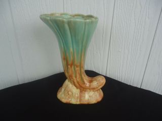 Vintage Art Deco Retro Diana Australian Pottery Cornucopia Vase Drip Glaze