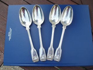Four Matching Georgian Sterling Silver Serving Spoons,  Wm Eaton London 1828