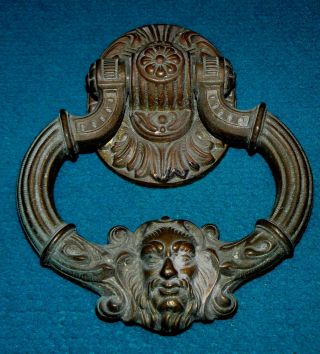 Unique : Gothic Brass Door Knocker : Large & Heavy Mansion Castle @ Antique