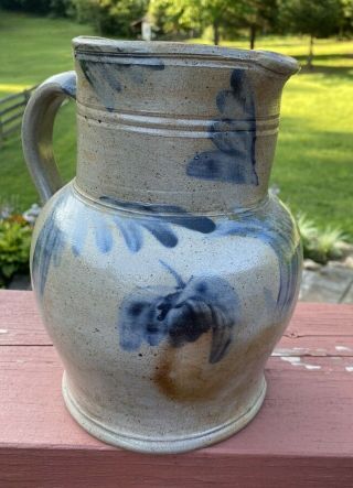 Antique Salt Glazed Stoneware Pitcher Crock 9 "