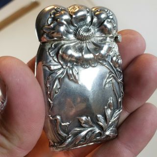 Art Nouveau Sterling Silver Vesta Match Safe 18.  7 Grams