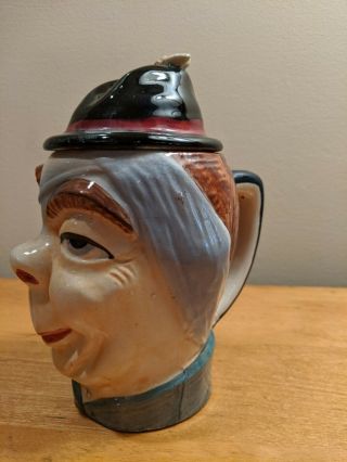 Vintage Figural Head Tobacco Jar Humidor Ceramic Whimsical Art Pottery 2