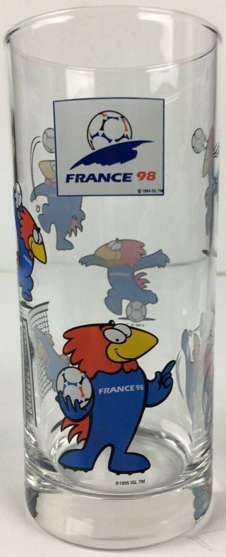 France 98 Official Licensed World Cup Vintage 5.  5 " Hi - Ball Drinking Glass -