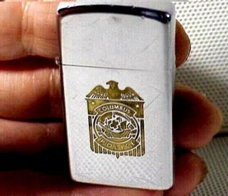 1973 Vtg Slim Zippo Lighter “columbus Police” Logo On Front