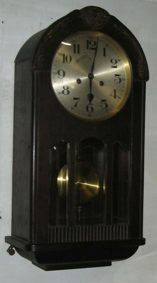 Antique German Gustav Becker H P 37 Wall Regulator Chime Clock 8 Day