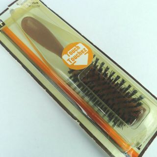 Vintage Tip Top Hair Brush Brown Plastic Handle Nylon Bristles Nos