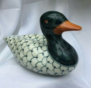Vintage Chinese Porcelain White & Turquoise Blue Duck